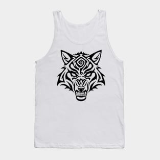 Tribal Wolf Snarl - Black Spiral Tank Top